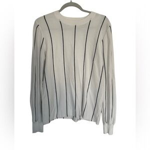 All:Row White Long Sleeve Sweater with Black Vertical Stripes – Size M